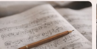 Sheet music and pencil